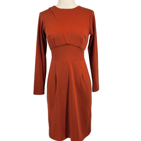 Karen Zambos Sheath Dress with subtle geometric seam lines Womens Size 2 - Picture 1 of 4